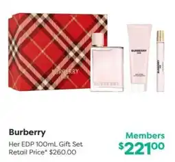 National Pharmacies Burberry Her EDP Gift Set offer