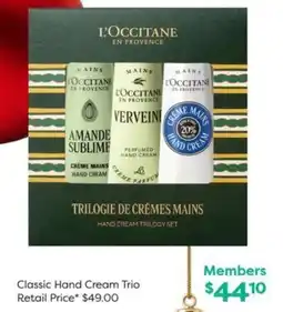National Pharmacies L'Occitane Classic Hand Cream Trio offer