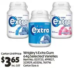 C-Store Distribution Wrigley's Extra Gum 64g Selected Varieties offer