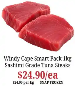 Farmer Jack's Windy Cape Smart Pack Sashimi Grade Tuna Steaks offer