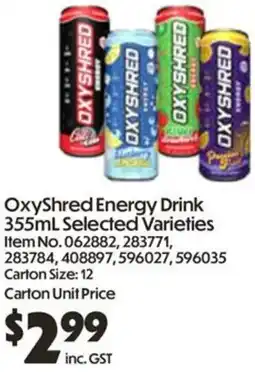 C-Store Distribution OxyShred Energy Drink offer