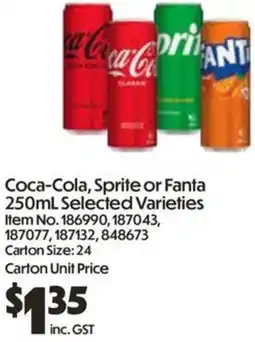 C-Store Distribution Coca-Cola, Sprite or Fanta Selected Varieties offer