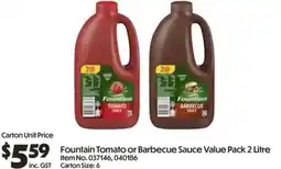 C-Store Distribution Fountain Tomato or Barbecue Sauce Value Pack 2 Litre offer