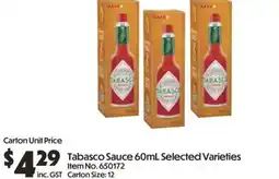 C-Store Distribution Tabasco Sauce Selected Varieties offer