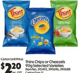 C-Store Distribution Thins Chips or Cheezels Selected Varieties offer