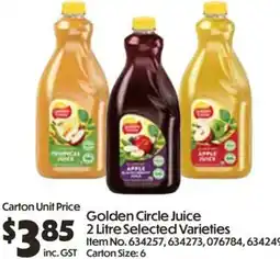 C-Store Distribution Golden Circle Juice 2 Litre Selected Varieties offer