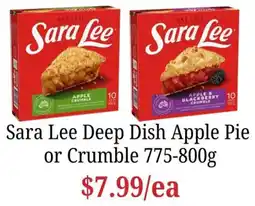 Farmer Jack's Sara Lee Deep Dish Apple Pie or Crumble offer