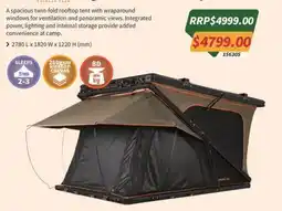 Tentworld Orchie Twin-Fold Rooftop Tent offer