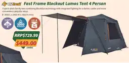 Tentworld Oztrail Fast Frame Blockout Lumos Tent 4 Person offer