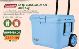 Tentworld Coleman 55 QT Hard Cooler 52L - Blue Sky offer