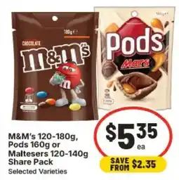 IGA M&M's Pods Maltesers Share Pack offer