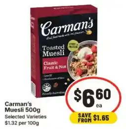 IGA Carman's Muesli offer