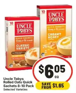 IGA Uncle Tobys Rolled Oats Quick Sachets offer
