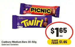 IGA Cadbury Medium Bars 30-50g Selected Varieties offer
