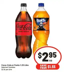IGA Coca-Cola or Fanta 1.25 Litre Selected Varieties offer