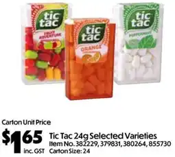 Campbells Wholesale Tic Tac 24g Selected Varieties offer
