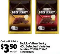 Campbells Wholesale Nobby's Beef Jerky 45g Selected Varieties offer