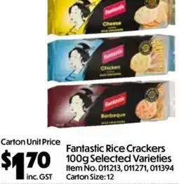 Campbells Wholesale Fantastic Rice Crackers 100g Selected Varieties offer