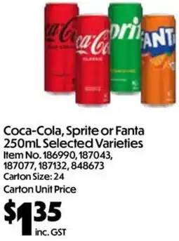 Campbells Wholesale Coca-Cola, Sprite or Fanta Selected Varieties offer