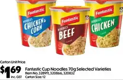 Campbells Wholesale Fantastic Cup Noodles 70g Selected Varieties offer