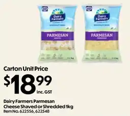 Campbells Wholesale Dairy Farmers Parmesan Cheese Shaved or Shredded offer