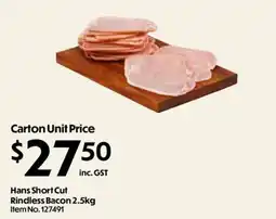 Campbells Wholesale Hans Short Cut Rindless Bacon offer