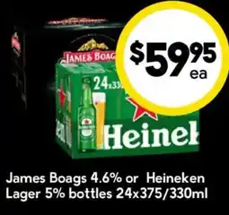 Drakes James Boags or Heineken Lager offer