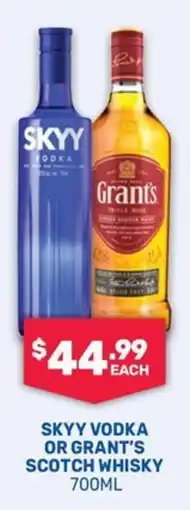 SipnSave Skyy Vodka or Grant's Scotch Whisky offer