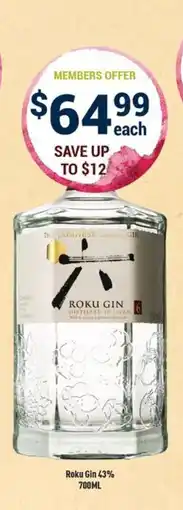 Liquor Legends Roku Gin offer