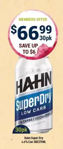 Liquor Legends Hahn Super Dry offer