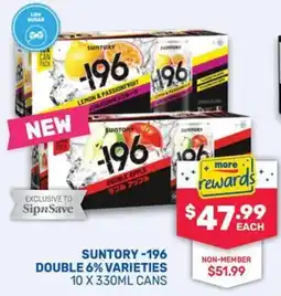 SipnSave Suntory -196 Double 6% Varieties offer