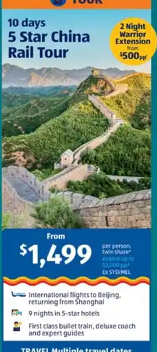 ALDI 5 Star China Rail Tour offer