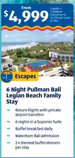 ALDI 6 Night Pullman Bali Legian Beach Family Stay offer