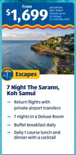 ALDI Escapes 7 Night The Sarann, Koh Samui offer