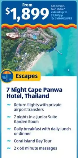 ALDI Escapes 7 Night Cape Panwa Hotel Thailand offer