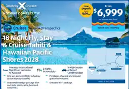 ALDI 18 Night Fly, Stay & Cruise Tahiti & Hawaiian Pacific Shores 2028 offer