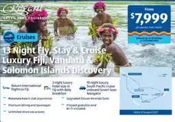 ALDI 13 Night Fly, Stay & Cruise Luxury Fiji, Vanuatu & Solomon Islands Discovery offer