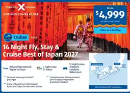 ALDI Celebrity X Cruises 14 Night Fly, Stay & Cruise Best of Japan 2027 offer