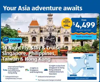 16 Night Fly, Stay & Cruise Singapore, Philippines, Taiwan & Hong Kong