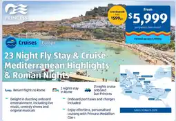 ALDI 23 Night Fly Stay & Cruise Mediterranean Highlights & Roman Nights offer