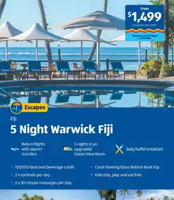 ALDI 5 Night Warwick Fiji offer