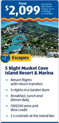 ALDI Escapes 5 Night Musket Cove Island Resort & Marina offer