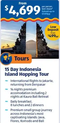 ALDI Tours 15 Day Indonesia Island Hopping Tour offer