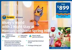 ALDI Bluey's World with 2 Night Stay at Mercure Brisbane Spring Hill offer