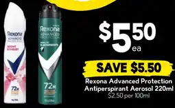 Drakes Rexona Advanced Protection Antiperspirant Aerosol offer