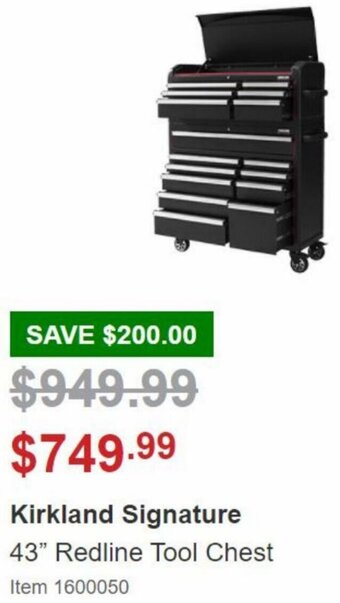 Costco Kirkland Signature 43" Redline Tool Chest offer