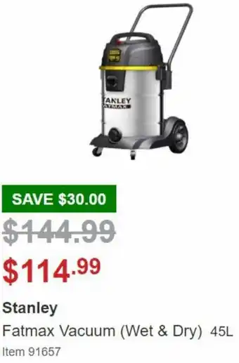 Costco Stanley Fatmax Vacuum (Wet&Dry) 45L offer