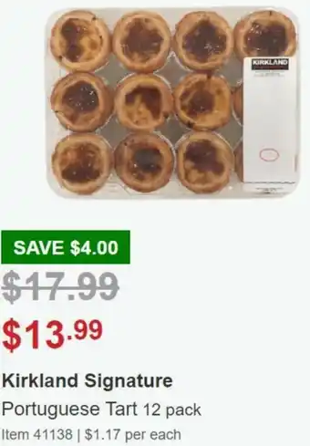 Costco Kirkland Signature Portuguese Tart offer