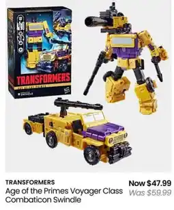Myer Transformers Age of the Primes Voyager Class Combaticon Swindle offer