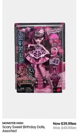 Myer MONSTER HIGH Scary Sweet Birthday Dolls offer